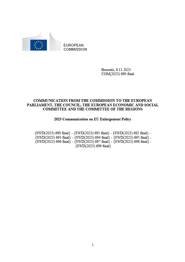 2023 Communication on EU Enlargement Policy, EN language