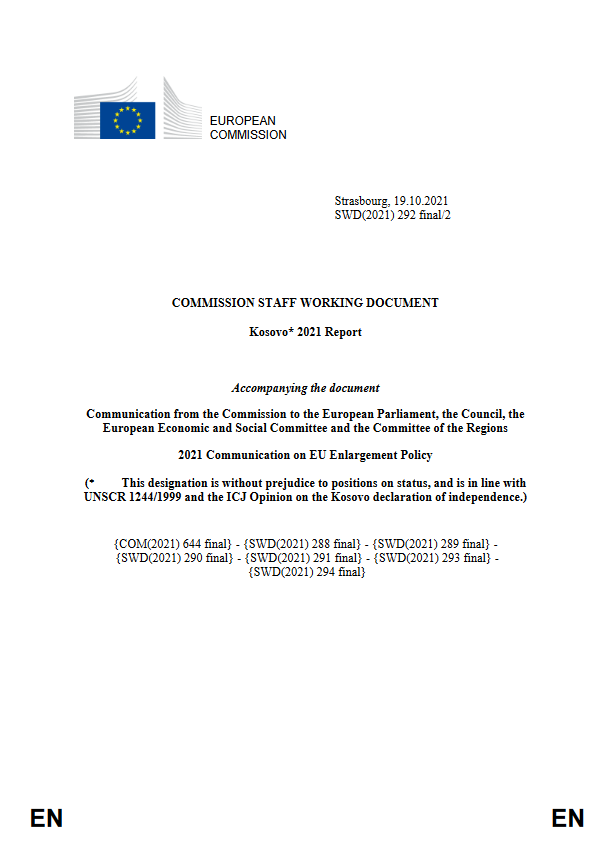 Kosovo* 2021 Report, EN language
